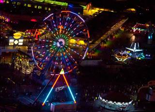 Aerial views of the final night of the 2012 Electric Daisy Carnival on Monday, June 11, 2012.